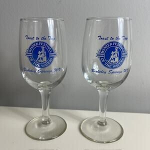 Set of 2 Wine Glasses Winter Festival of the Waters Berkeley Springs WV